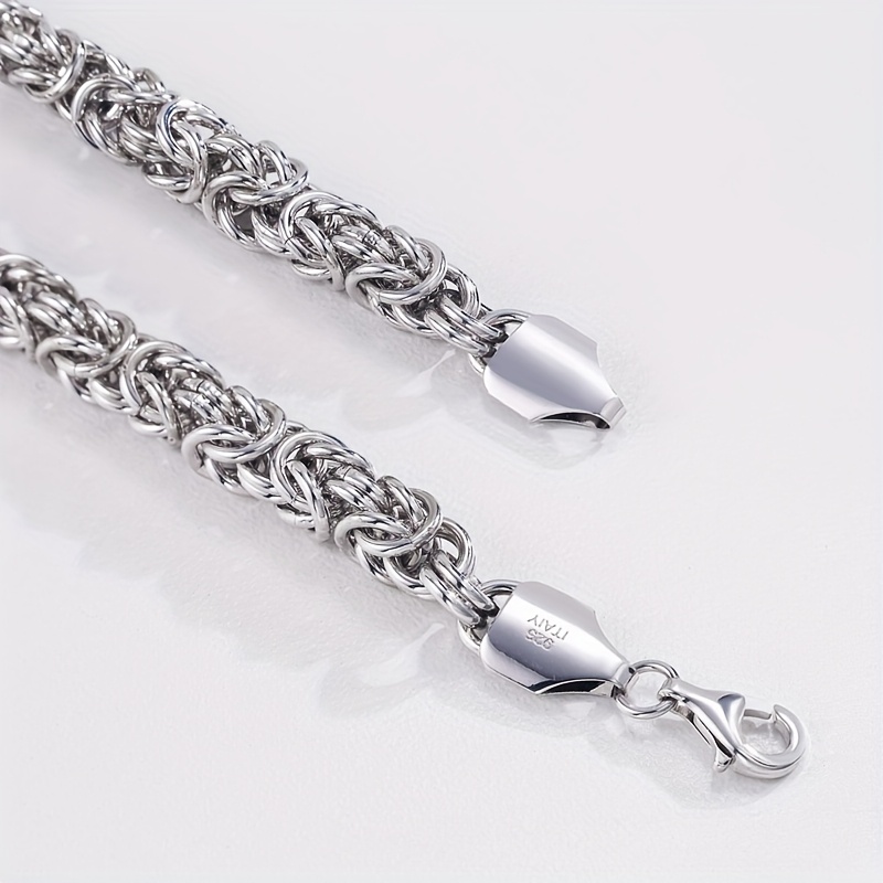 925 Silver Hip Hop Italian Byzantine Bracelet Solid Cut Braided